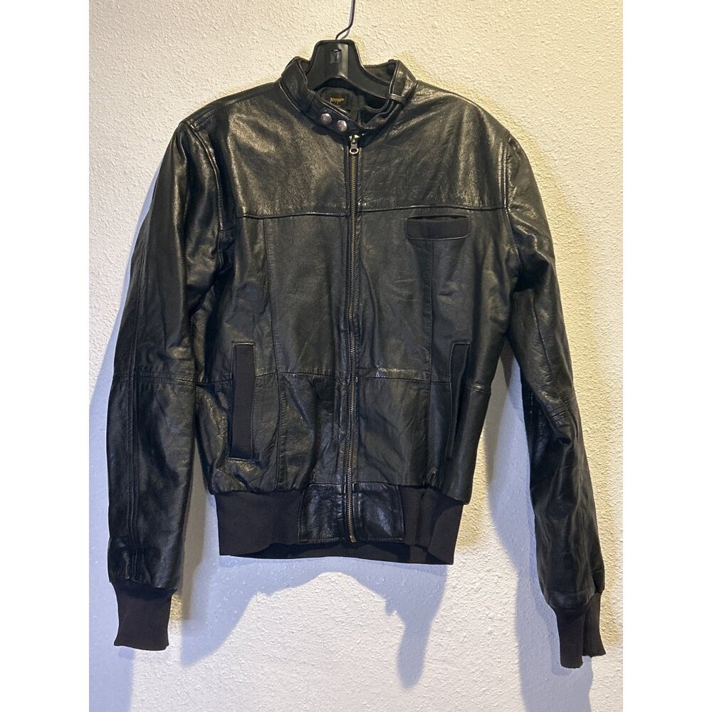 Pop England Coat Jacket Womens Genuine Leather Black Vintage Retro